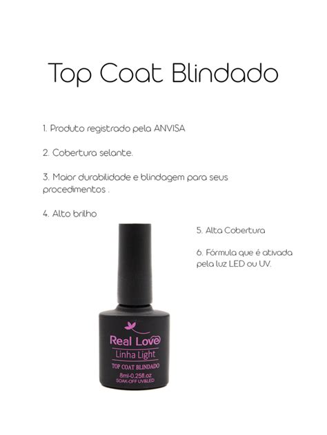 Top Coat Blindado Para Unhas Linha Light 8ml Real Love SHEIN Brasil