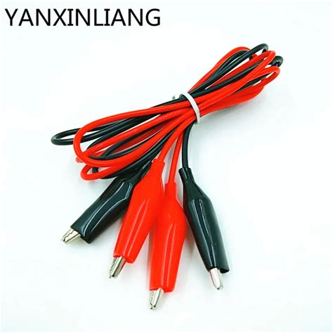 Wholesale 1pcs 1meter Double Red And Black Clips Crocodile Cable Alligator Jumper Wire Test