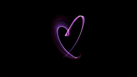 HD wallpaper: purple heart neon light, smoke, background, shape ...