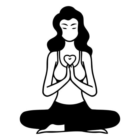 Ilustración vectorial de una mujer meditando en la postura del loto con