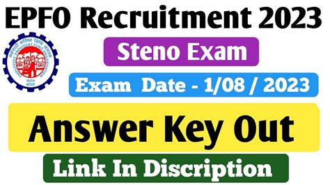 Epfo Stenographer Answer Key Out 2023 Epfo Steno Answer Key Link