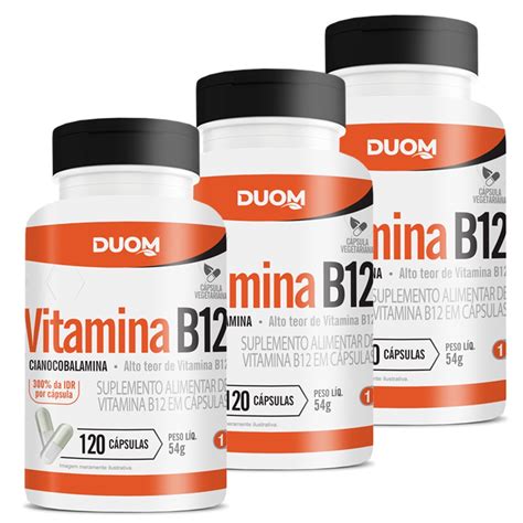 Kit 3x Potes Vitamina B12 Cianocobalamina Suplemento Alimentar 360