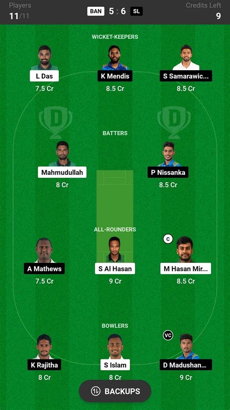 SL Vs BAN Dream11 Prediction Fantasy Cricket Tips Today S Playing 11