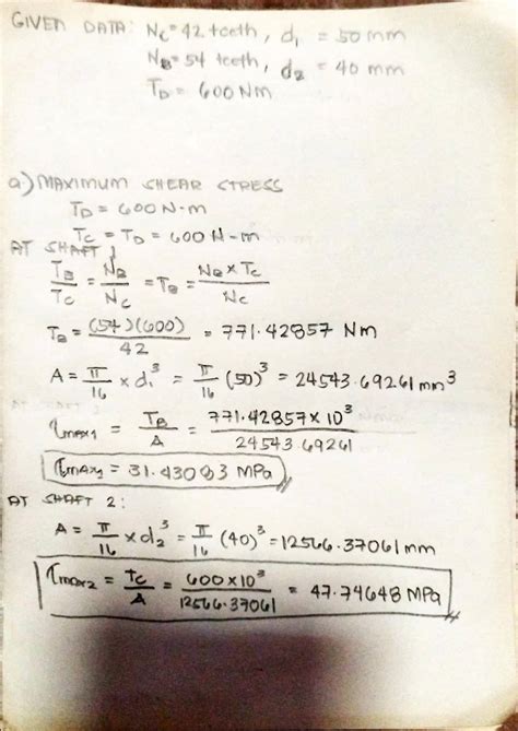 Solved Two Solid Steel Astm A Shafts Are Connected By Gears