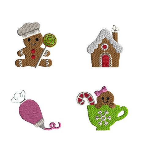 Mini Gingerbread Machine Embroidery Design Set Instant Etsy