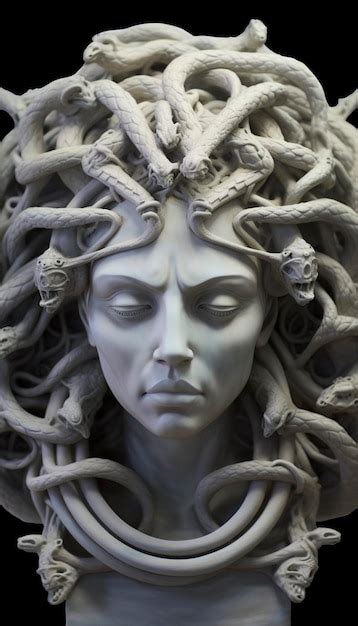 Premium Ai Image Portrait Of Cyborg Medusa Close Up Carved In Marble