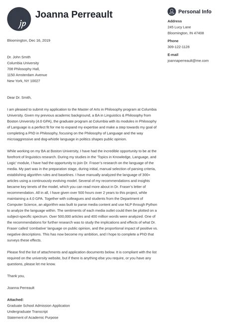 College Cover Letter Template