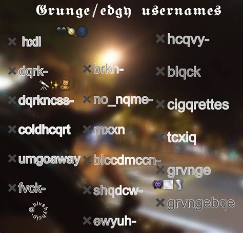 Grunge Aesthetic Usernames : Create cool unique names based on your ...