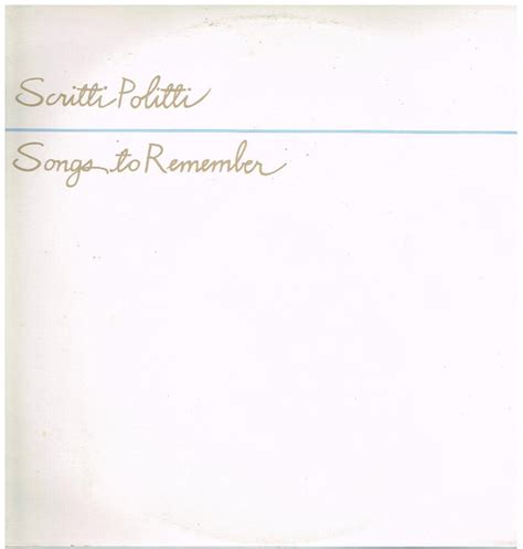 Scritti Politti - Songs To Remember (1982, Vinyl) | Discogs