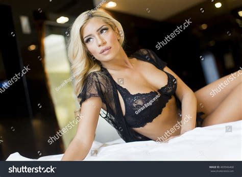 Sexy Blonde Lady Posing Underwear On Stock Photo 469946468 Shutterstock