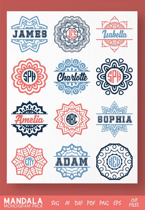 Mandala Svg Mandala Monogram Svg Split Mandala Svg Cut