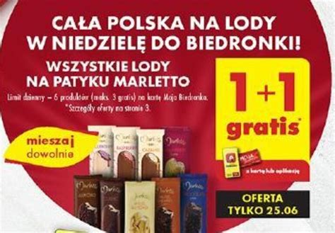 Promocja WSZYSTKIE LODY NA PATYKU MARLETTO W Biedronka