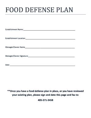 Food Defense Plan Form Ok Fill And Sign Printable Template Online