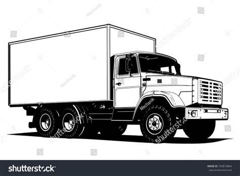 Vector Truck Outline Template Isolated On Stock Vector (Royalty Free ...