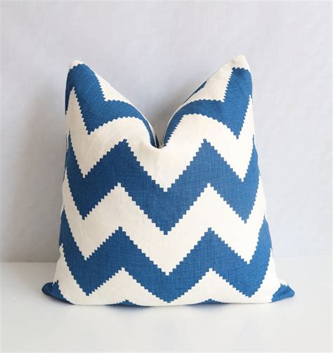 2 Pillow Covers Set Pillows Chevron Pillow Covers Kravet Blue Pillow Cover Chevron White