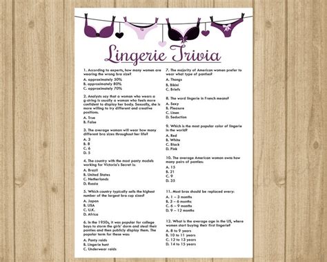 Bachelorette Party Game Lingerie Trivia Lingerie Shower Etsy