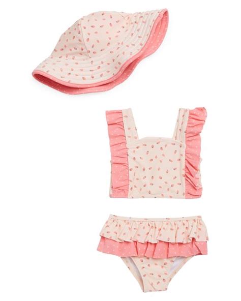 Jessica Simpson Swimsuit & Floppy Hat 3-piece Set in Pink | Lyst