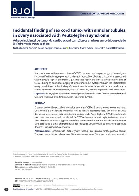 Pdf Incidental Finding Of Sex Cord Tumor With Annular Tubules In