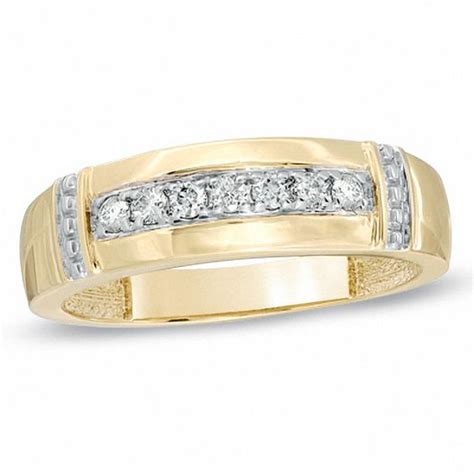 Men's 1/6 CT. T.W. Diamond Collar Wedding Band in 10K Gold | Wedding ...