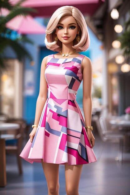 Premium Ai Image Barbie Doll Wearing Pink Explorer Mini Dress