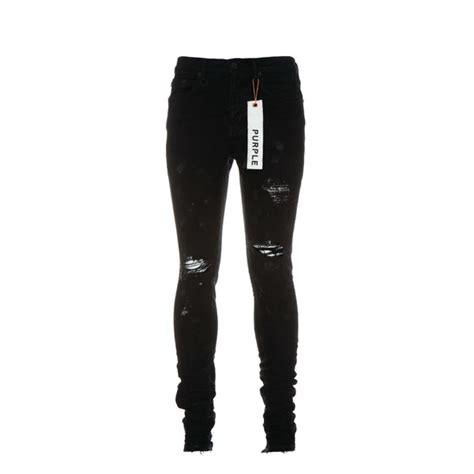 Purple Brand P001 Black Oil Spill Mens Jeans