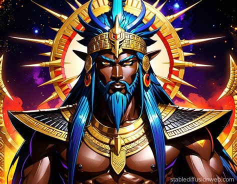 Black Sumerian God Enki Painting | Stable Diffusion Online