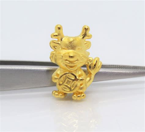 Vintage Pure 24k 9999 Gold Pixiu Dragon Charm Bead Pendant Etsy