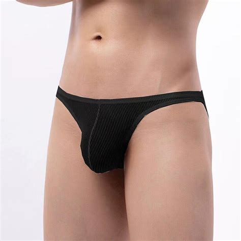 Men Sexy Briefs Low Rise Thongs Mesh Underwear Bikini Pouch Panties