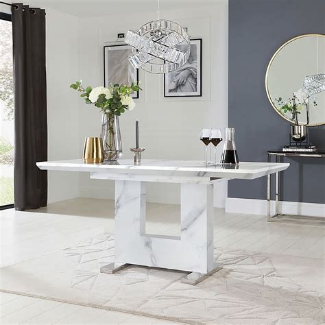 Florence Extending Dining Table 120 160cm White Marble Effect Only £39999 Furniture And Choice