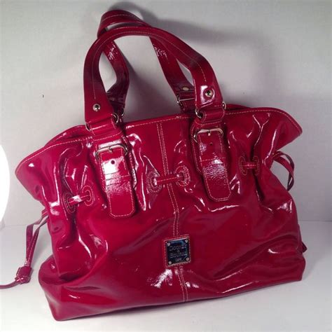 Dooney And Bourke Chiara Red Burgundy Patent Leather Large Satchel