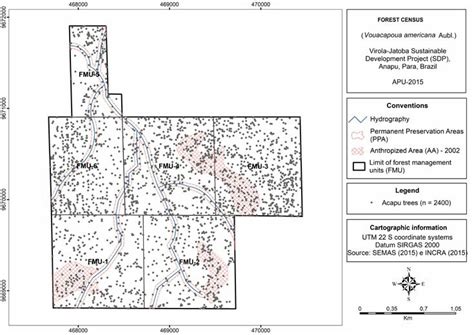 Spatial Distribution Of Vouacapoua Americana Trees DBH 33 Cm In The