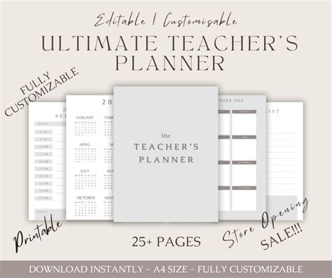 EDITABLE Teacher Planner Digital Teacher Planner Fully Customisable ...