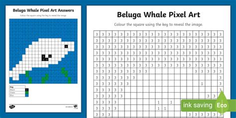 Free Beluga Whale Pixel Art Template Lehrer Gemacht