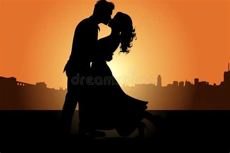 Silhouettes Couple Kissing Against Sunset Stock Illustrations 9 Silhouettes Couple Kissing