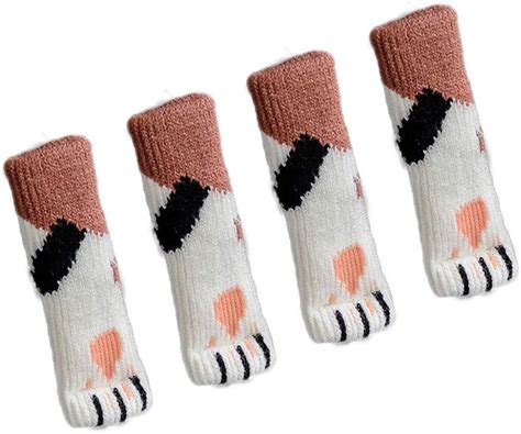 SUNTRADE 4PCS Table Leg Socks Cute Cat Paw Chair Socks Reduce Noise