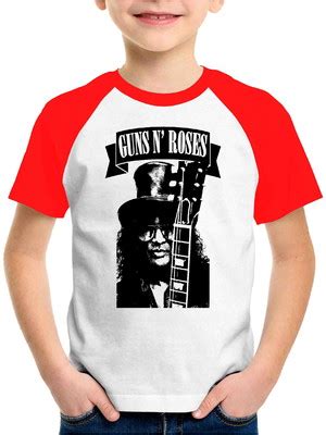 Camiseta Infantil Guns N Roses Rock Ragan Vermelha Elo