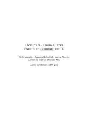 Licence 3 Probabilites Exercices Corriges De Td Pdf Notice Manuel D