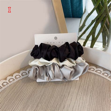 Pcs Silky Satin Solid Hair Scrunchies Elastic Hair Bands Ponytail Hair