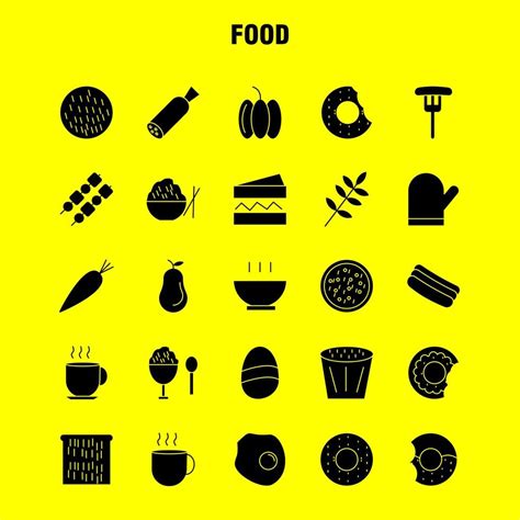 Food Solid Glyph Icons Set For Infographics Mobile UXUI Kit And Print