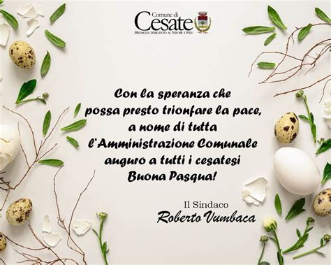 Gli Auguri Di Buona Pasqua Dal Sindaco Roberto Vumbaca Comune Di Cesate