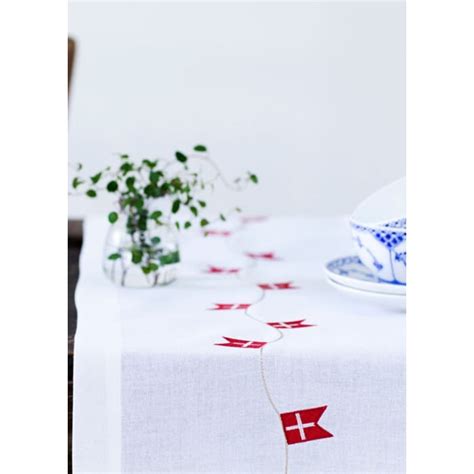 Langkilde Søn Bordløber Med Dannebrog Tablecloth Hvid