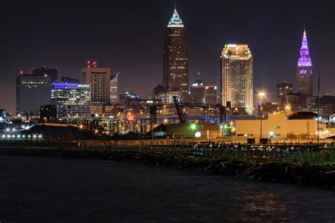 Cleveland Skyline at Night Photograph by Cityscape Photography