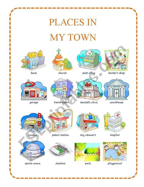 Places In My Town ESL Worksheet By Cinderella07