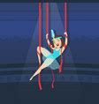 Circus Air Gymnast Performing With Ribbons Vector Image