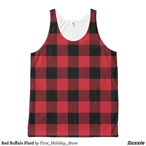 Red Buffalo Plaid All Over Print Tank Top Comfy Moisture Wicking