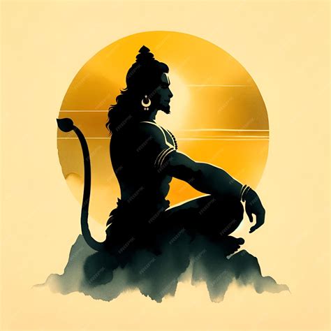 Premium Photo Watercolor Illustration Of A Hanuman Silhouette In