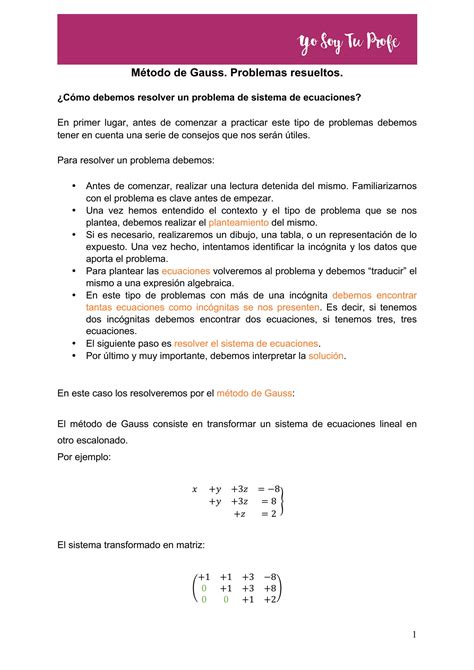 SOLUTION Problemas Resueltos Gauss Studypool