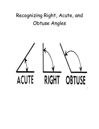 Right Acute And Obtuse Angles Teaching Resources