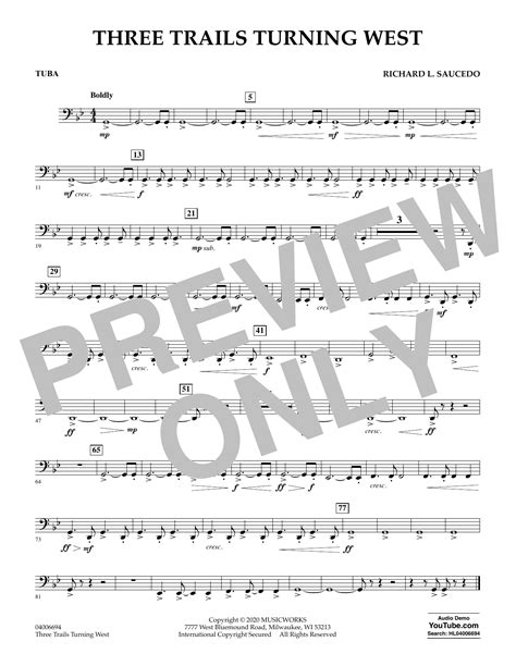 Three Trails Turning West Tuba Sheet Music Richard L Saucedo