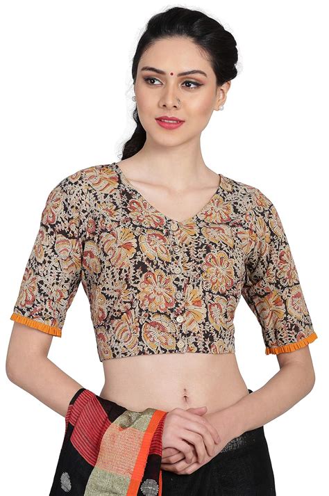 Buy THE WEAVE TRAVELLER Handloom Readymade Kalamkari Cotton Blouse For